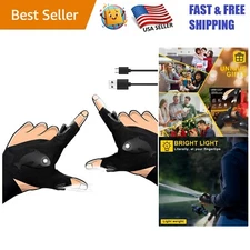 Waterproof Fingerless LED Gloves with Rechargeable Light for Outdoor Activities