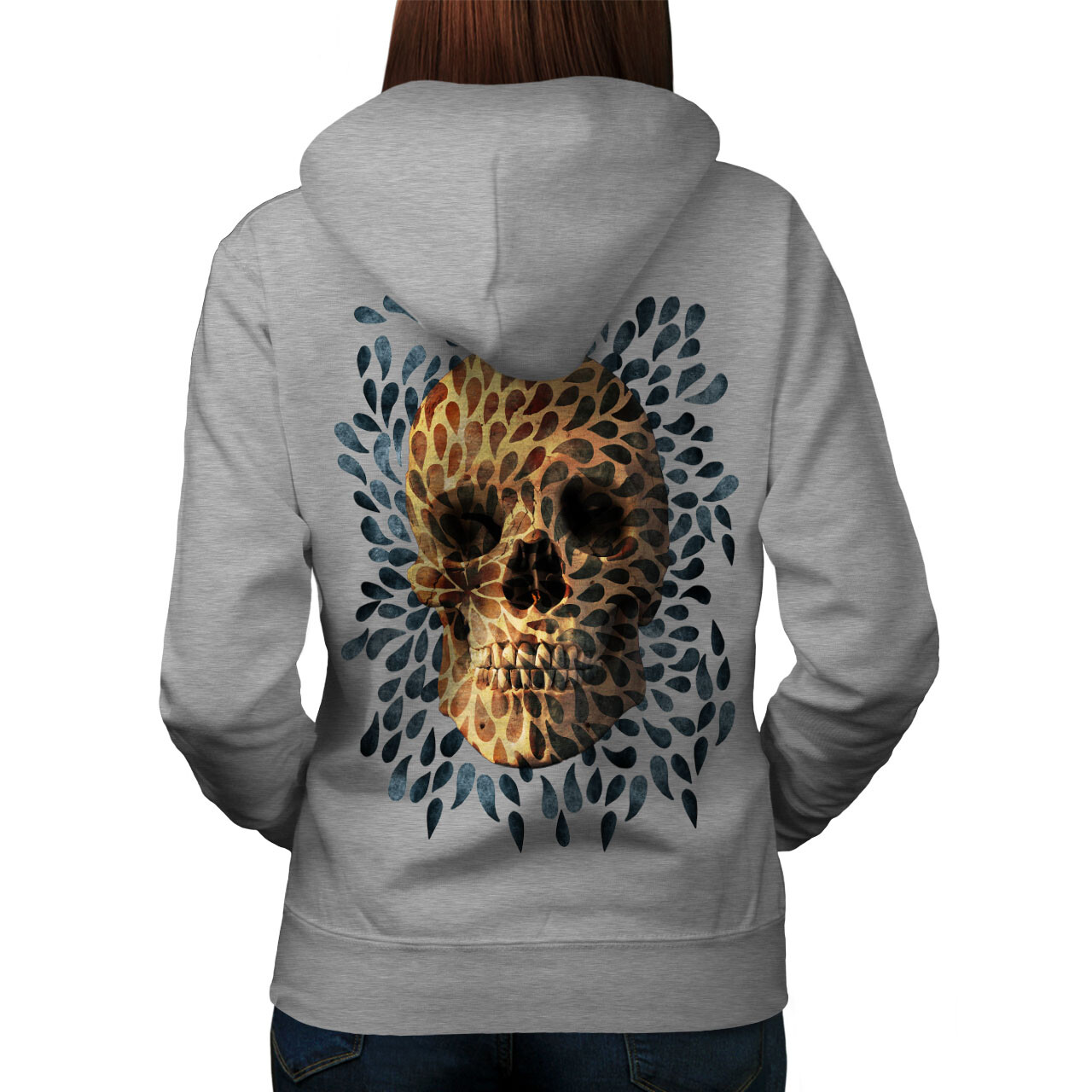 Wellcoda Nature Pattern Leaf Concert Womens Hoodie Back
