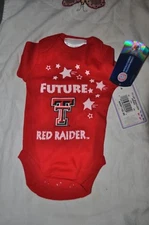 Texas Tech Baby One piece  Newborn "Future Red Raider" New with Tags MSRP 22.99