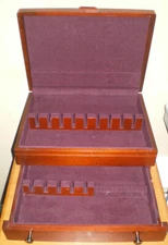 Wooden Silverware Flatware Lined Storage Box Chest w/Drawer & Brass Handles MCM