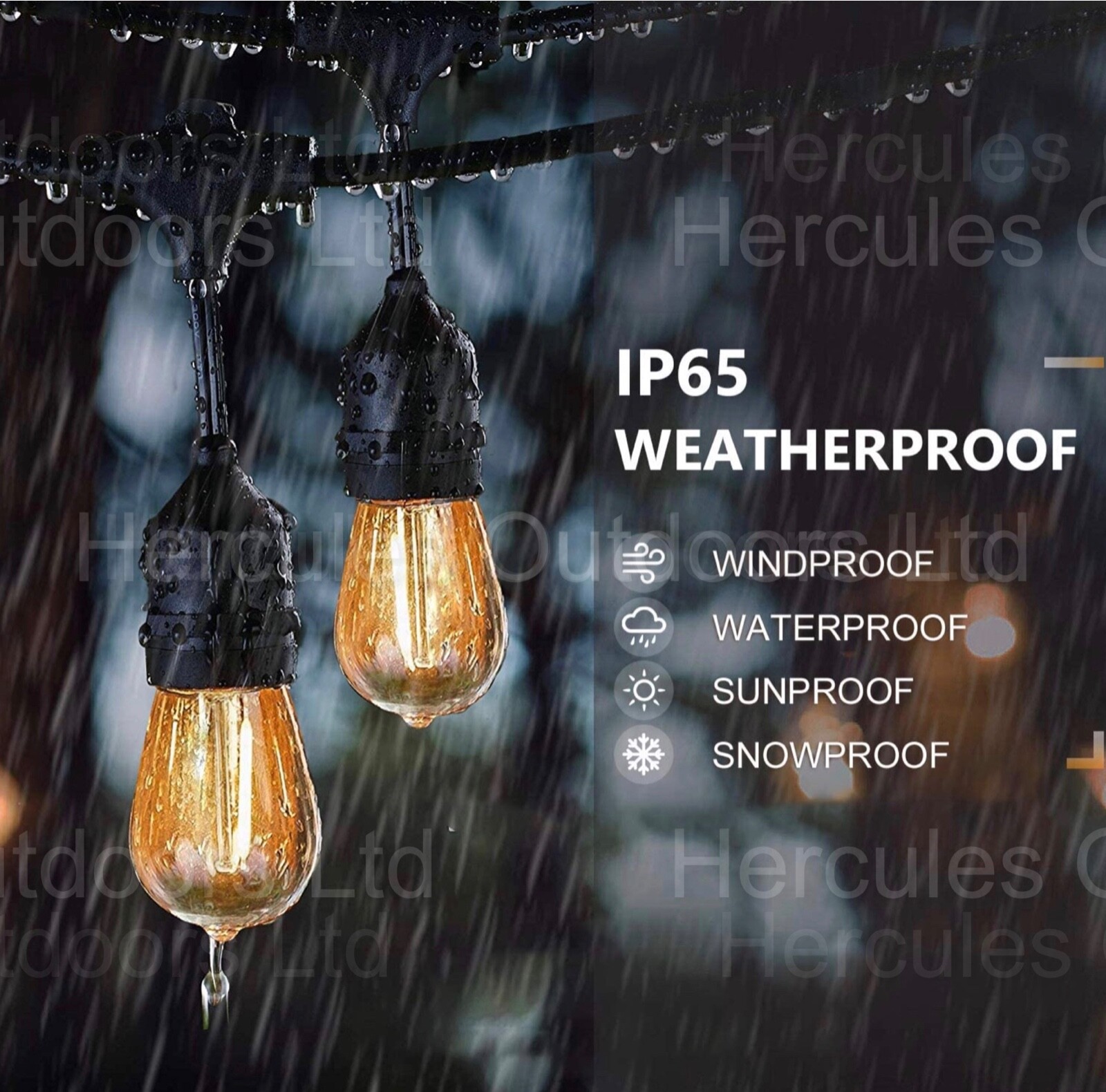 49Ft FESTOON E27 IP65 WATERPROOF LED OUTDOOR GARDEN STRING LIGHTS HEAVY