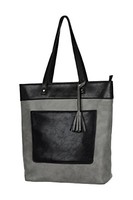 Einkaufstasche Shopper Tasche Vintage UmhäNgetasche Crunch Leder-Optik Schwarz