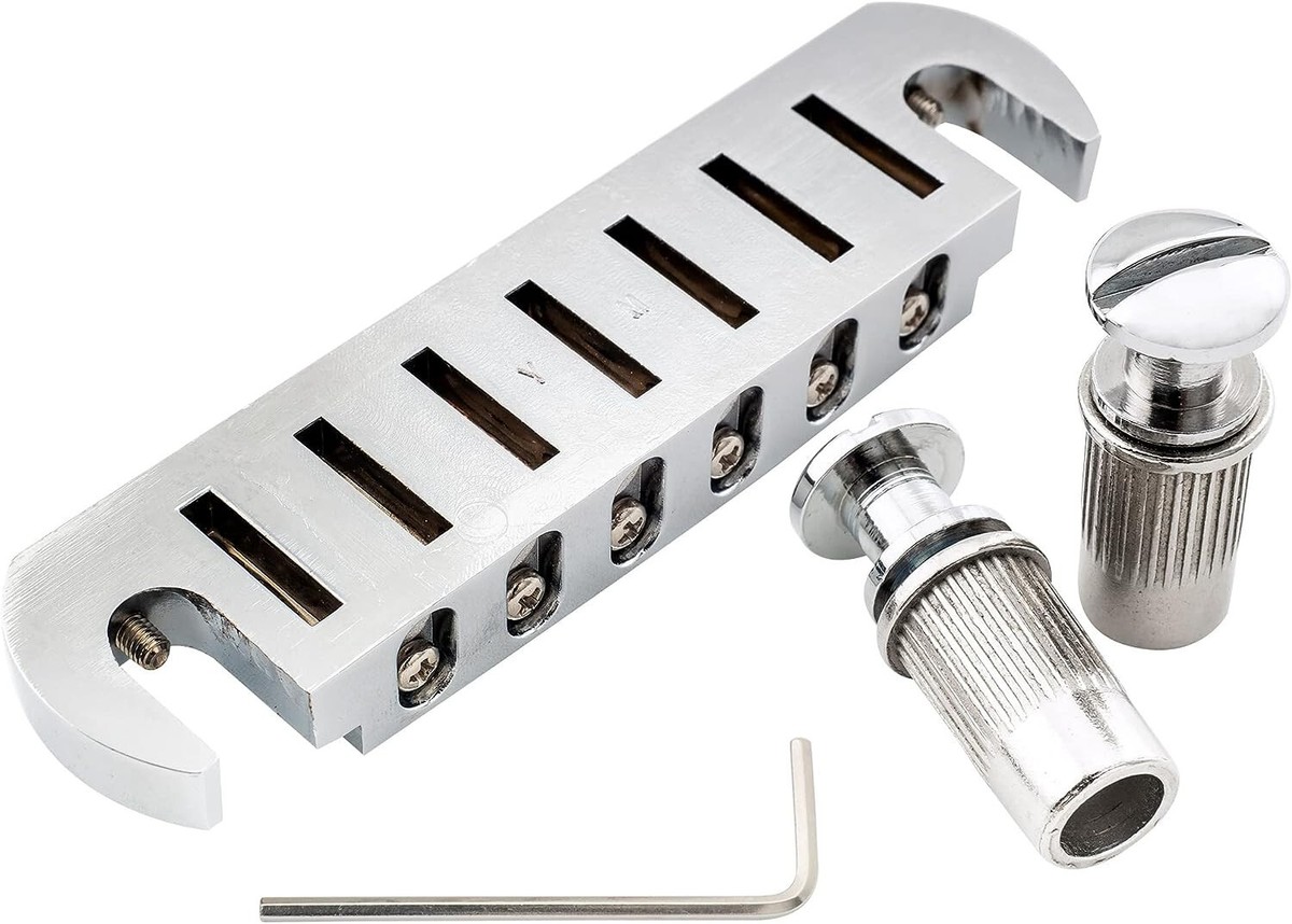 Chrome 52.5mm Tune-O-Matic Pigtail Wraparound Bridge For LP Guitar