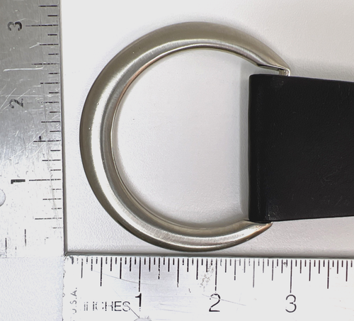 Vintage Suzi Roher Women's ca. Medium Black Metal O-Ring Belt Leather & Elastic - Picture 3 of 20