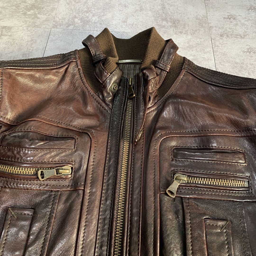 Dolce & Gabbana 2000s Archive Short Leather Blouson Brown Dolce & Gabbana 2000s Archive Short Leather Blouson Brown