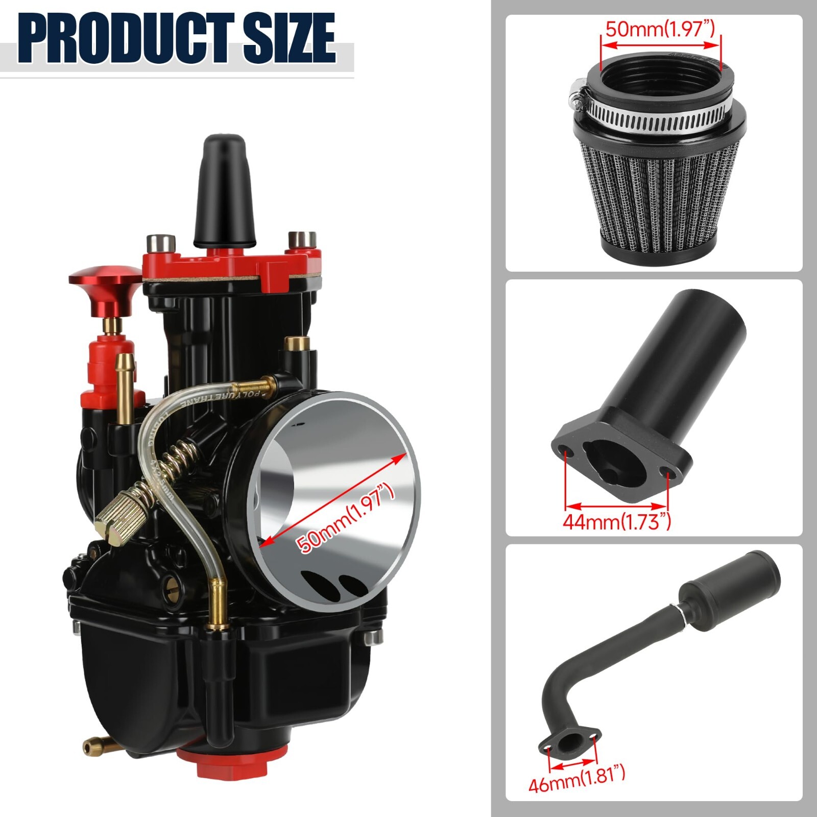 PWK 24mm Carburetor Exhaust Pipe Throttle Cable Kit For CT200U BT200X Mini Bike