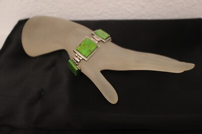 BARSE women bracelet 925 silver lime green turquoise  7 1/2 inch long great cond