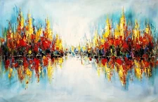 Abstract  #5C-B2, 48x72, 100% Hand painted Oil Painting on Canvas