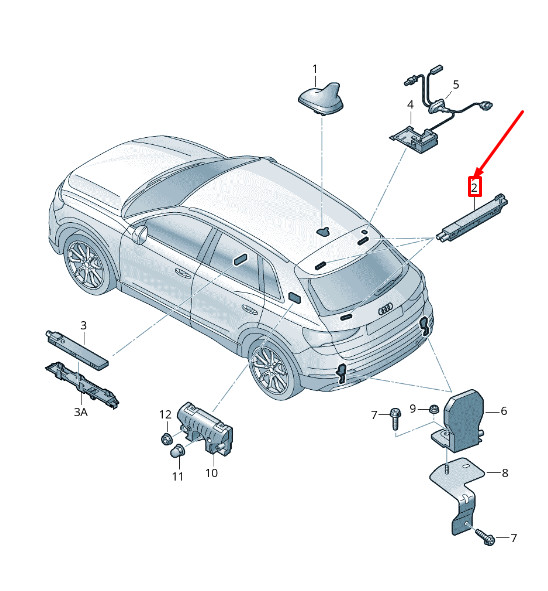Amplificateur d'antenne supérieur droit Audi Q3 F3 Sportback 83A035225B