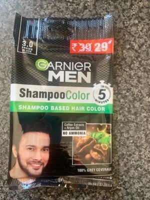1x 3.0 Black Brown Garnier Men Shampoo Color Hair 5 Weeks No Ammonia 20ml