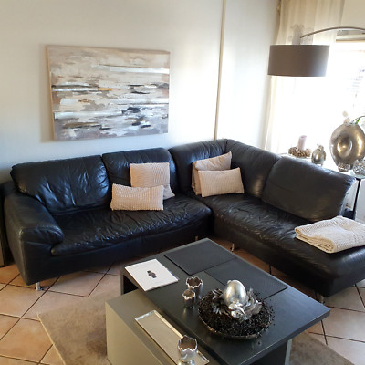 W. Schillig Leder-Ecksofa schwarz(2,51mx2,12mx0,37m)