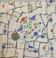 Broken China Mosaic Tile Arts and Craft Supplies - Bird Tiles D213