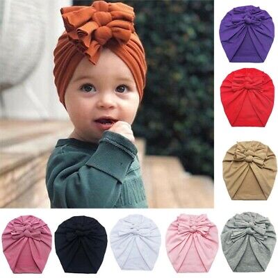 Newborn Kids Turban Knot Headband Head Wrap Baby Cotton Stretch Pleated Cute