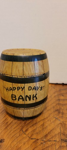 Vintage Happy Days Painted Tin Barrel Bank J. Chein & Co - Picture 2 of 7