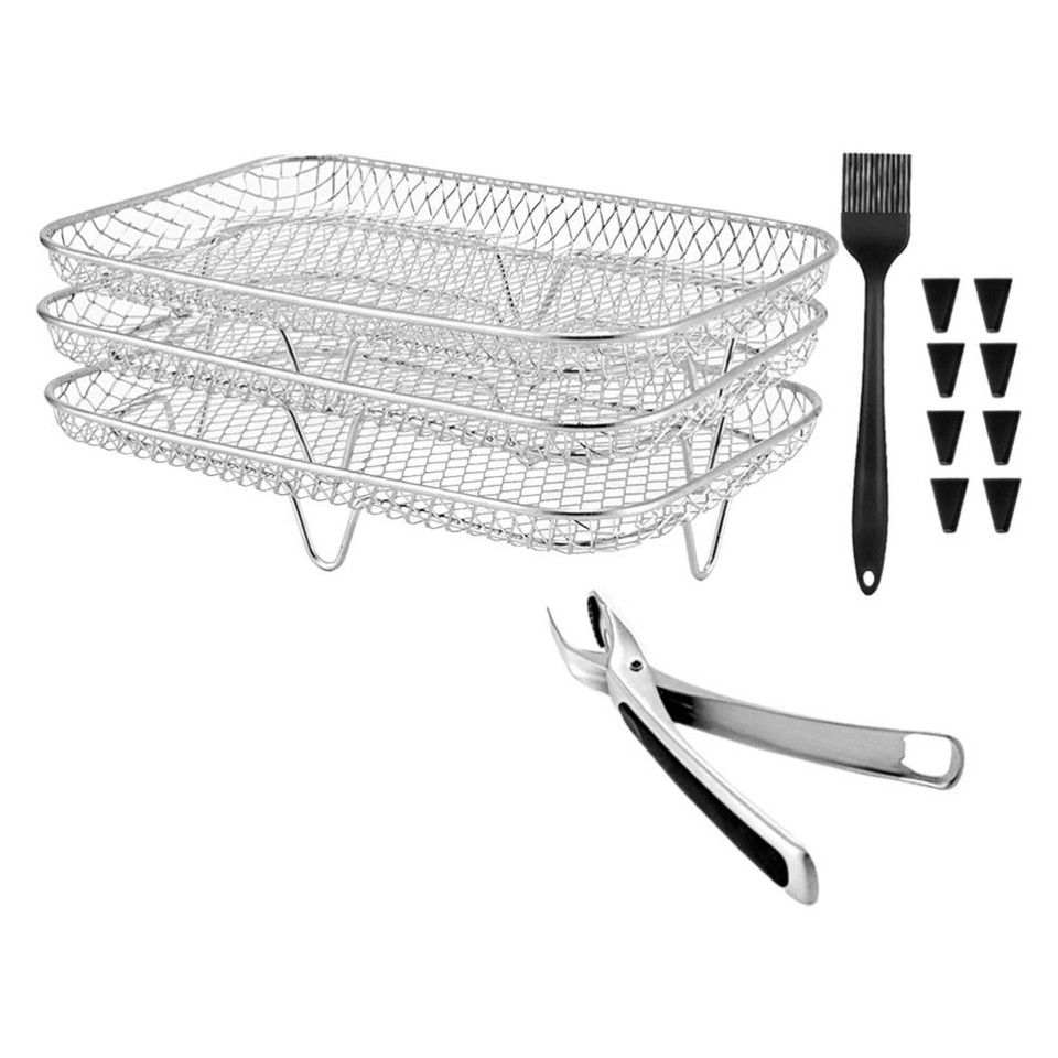 1 Set Air Fryer Threelayers Stackable Rack Air Fryer Grill Rack Air