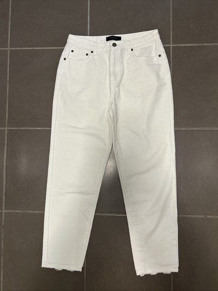 Rosebullet Jeans Women Sz 10 White Loose Hip Hop Skater High Rise Crop EUC