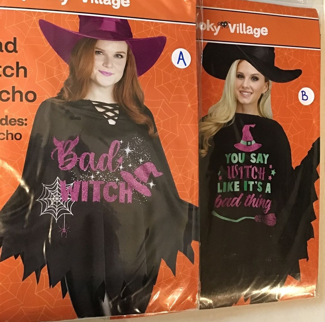 Spooky Village CHOOSE Bad Witch OR Bad Thing Poncho Adult OSFM