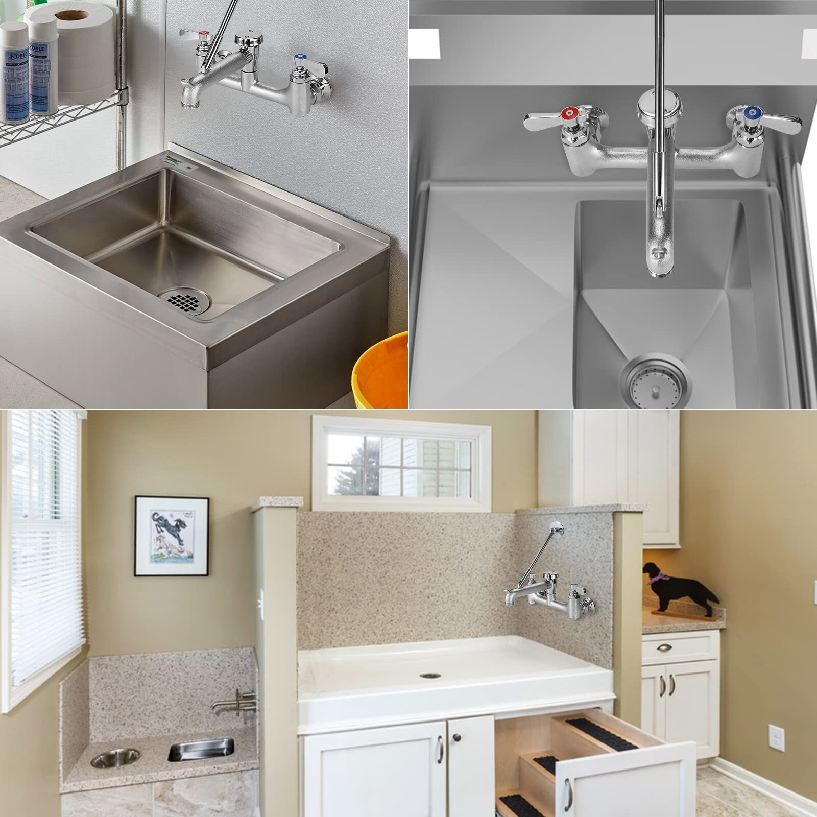 Mop Sink Faucet Service Sink Faucet with Vacuum Breaker, Pail Hook