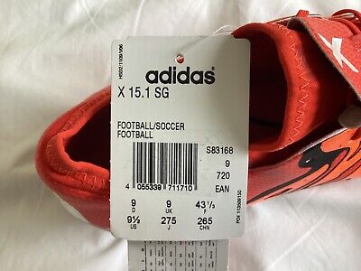 ADIDAS X 15.1 SG FOOTBALL BOOTS RED UK 9 EUR 43 1/3 US 9.5 ADIDAS X 15.1 SG FOOTBALL BOOTS RED UK 9 EUR 43 1/3 US 9.5