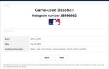 Robert Gsellman Career Win #2 Game Used Baseball - Mets Nationals - 09/03/16