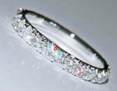 1.38Ct White Round Cut Moissanite Eternity Wedding Band 14k White Gold ...