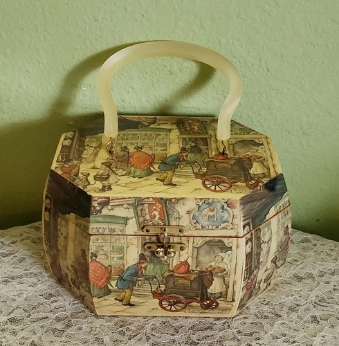 Cartera de caja decoupage de madera 1968 vintage raro de perla lucita eBay