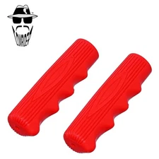 Original Lowrider 7/8" x 115mm Red Finger Groove Handlebar Grips Pair Cruiser.