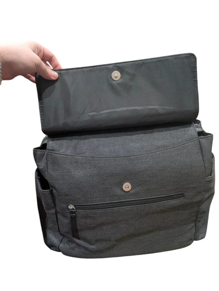 Carter's Diaper Bag Baby Shoulder Bag Gray Black W/ Changing Pad Pockets - Image 3 of 4