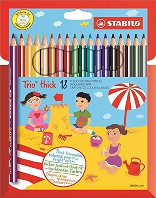 Triangular Colouring Pencil - STABILO Trio thick - Pack of 18 - Assorted Colours