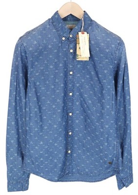 Scotch & Soda Ams Couture Mens Shirt S Blue Cotton Pattern Long-Sleeve