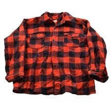 Vintage 1950s Buffalo Plaid Wool Button Up Shirt Back Vent Men's Medium