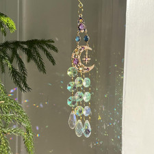Rhinestones Sun Catchers for Window Hanging - Moon Crystal Suncatcher for Car Mi