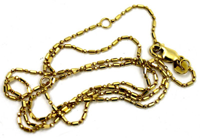 14K massive Gelbgold Perlen Bahnhofskette Halskette 16-18'' zierlich verstellbar Hummer