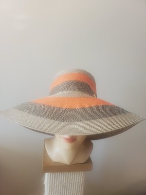 RARE LARGE ERIC JAVITS ORANGE BROWN BEIGE GOLD STRIPED SUN  display picture 3