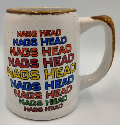 Nags Head Outer Banks Vintage Mug Rainbow Multi-Color 1980's Stoneware NICE L@@K