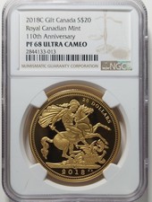 Kanada 20$ 2018, Saint Geroge Dragon - 1oz Silber .999 NGC PF68 Ultra Cameo