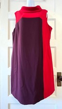 Tahari Red Purple Colorblock Sheath Dress Size 16