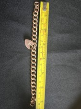 Antique 9ct Rose Gold Night/Day Curb Link Bracelet with Heart Padlock