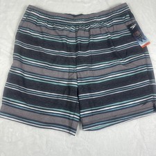 Speedo Mens Tech Volley Swim Trunks XXL 38-40 Grey Striped Boardshorts NWT