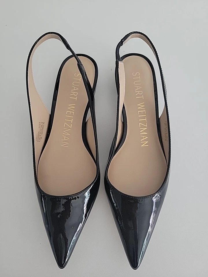 Stuart Weitzman Pointed-toe Slingback Pumps Sandal Black Size 5B New $380 - Image 2 of 4
