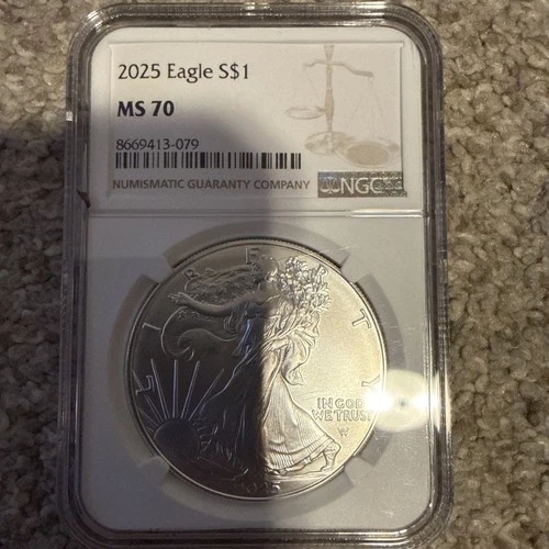 2025 American Silver Eagle – NGC MS70 Brown Label – 1 oz .999 Fine Silver Dollar