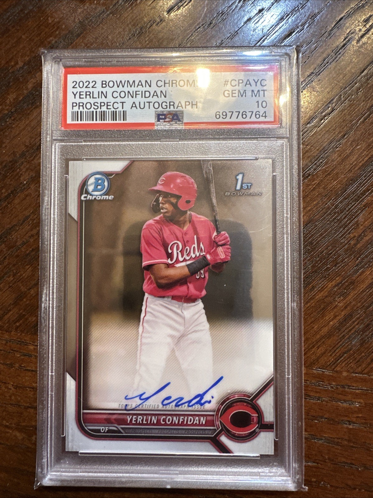 2022 Bowman Chrome Yerlin Confidan 1st Prospect Autograph Auto PSA 10 GEM MT 2D