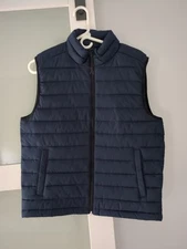 Aeropostale Remixed Down Puffer Sleeveless Vest Jacket Navy Women’s M 