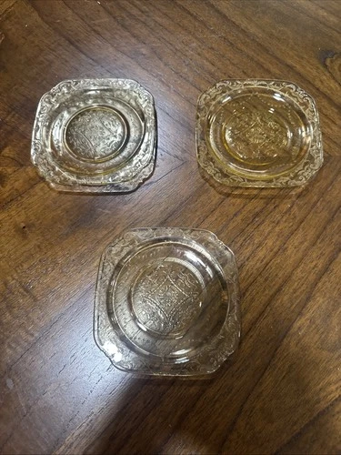 Set Of 3 Federal Glass MADRID Amber Square Bread and Butter Plate