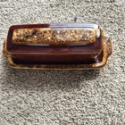 Vintage Hull Pottery Brown Drip Glaze Butter Dish USA OvenProof Kitchenware 60's