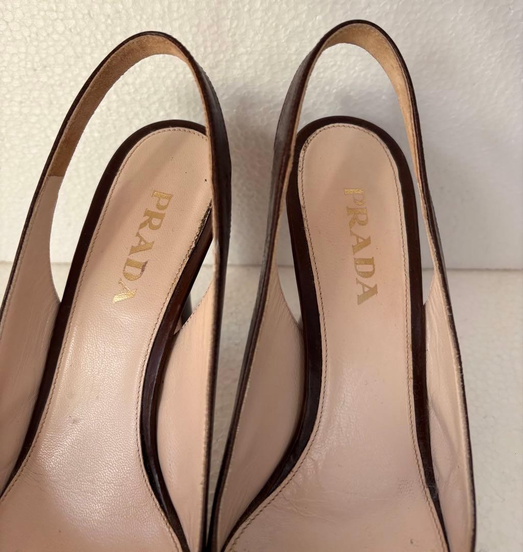PRADA Women's Pumps Backstrap High Heels Size:36.5/JP:23.5 Leather 135147K Auth thumbnail 3