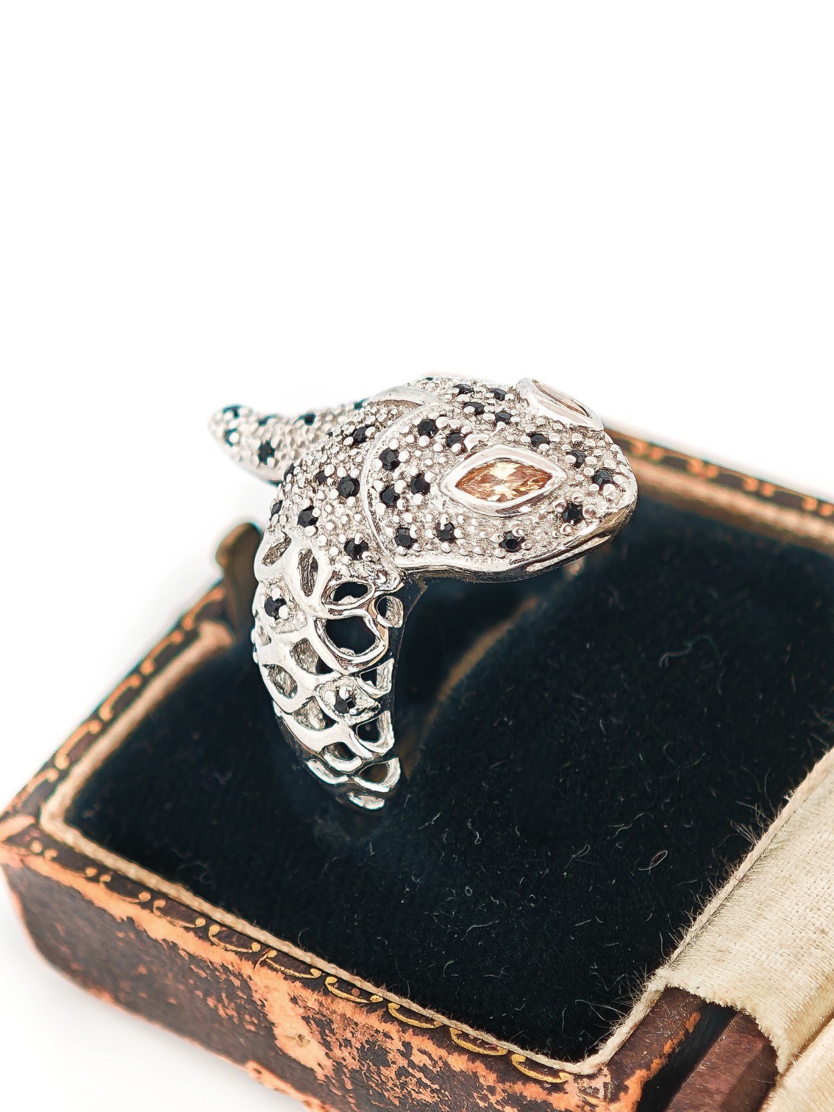 Solid Silver Panther Ring with Cubic Zirconia, Si… - image 8