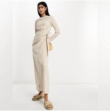 ASOS Stripped Long Sleeve Front TIe Dress Size 4