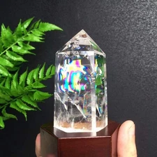 330g natural clear crystal rainbow quartz obelisk healing mineral energy gift