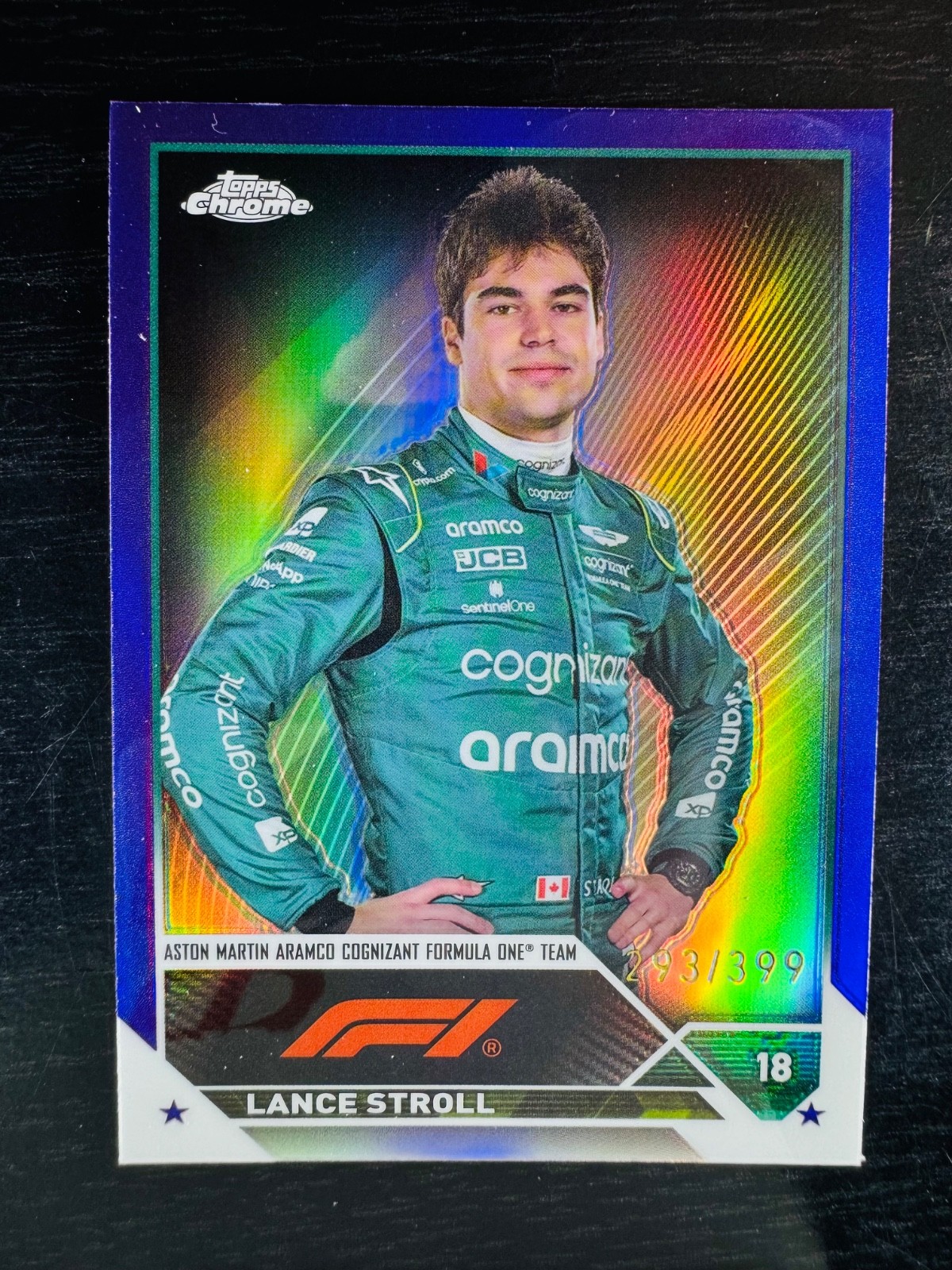 2023 Lance Stroll Purple 293/399 Refractor Topps Chrome #43 F1 Formula 1